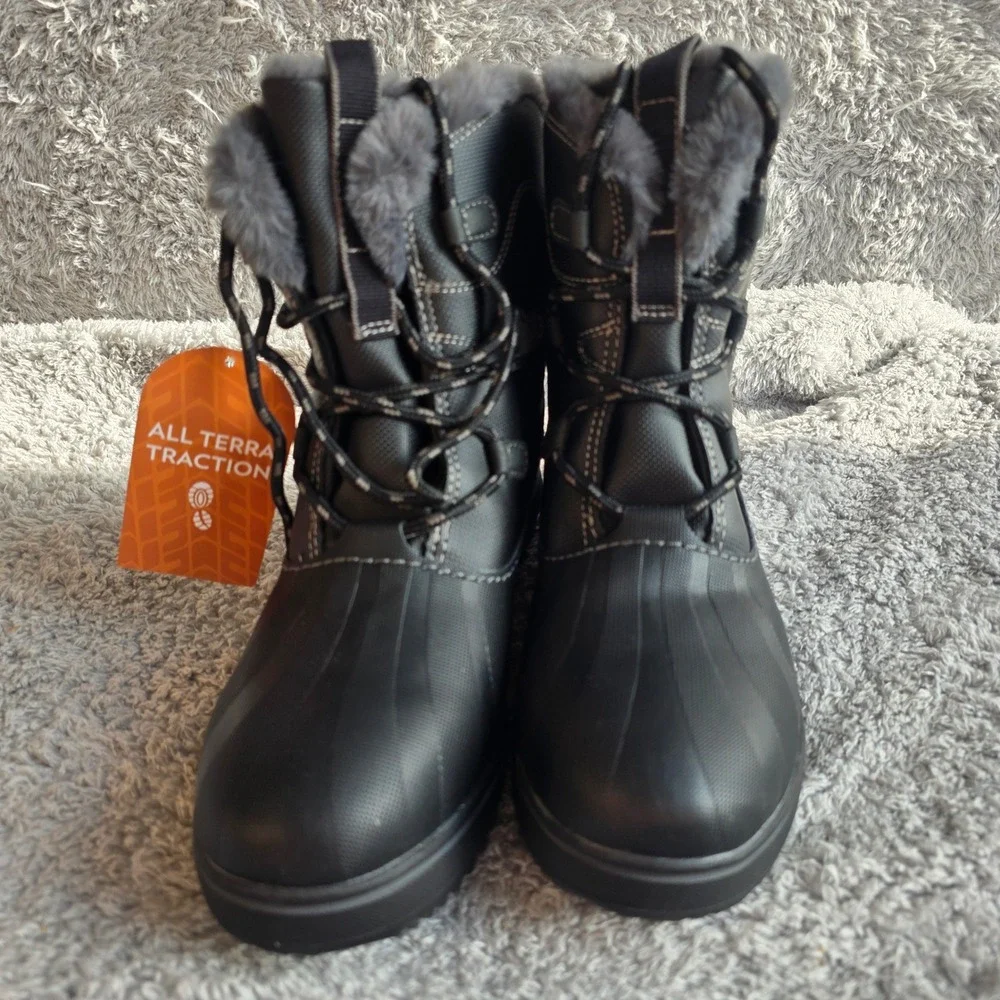 JBU Women's Brisky Round Toe Lace Up Winter Snow Ankle Boots Fleece Lined 9‎ NEW